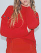 Pull tangerine tricot décor pressions manches Femme-1