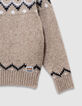 Beige gebreide wintertrui jacquard jongens-7