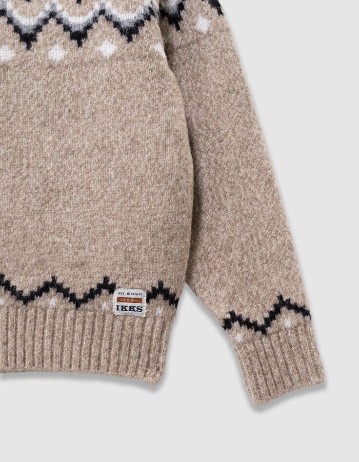 Beige gebreide wintertrui jacquard jongens-7 Beige gebreide wintertrui jacquard jongens-7