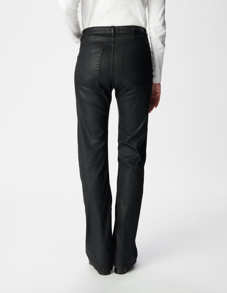 Jean bootcut noir enduit taille haute Femme-3