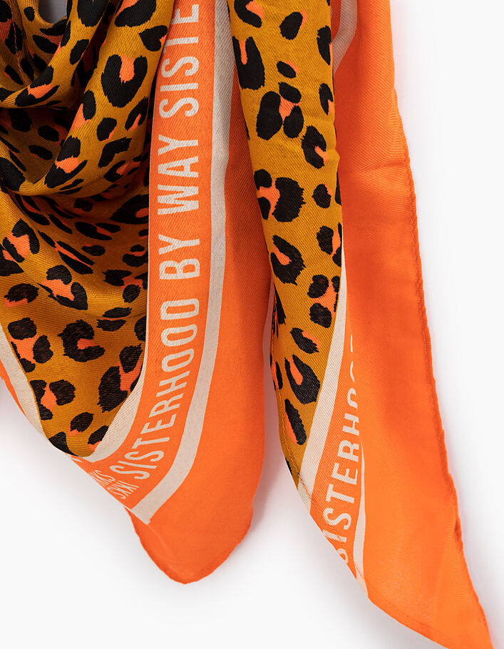 Oranger Neon-Mädchenschal mit Leopard Sisterhood - IKKS
