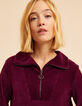 Robe zipp&eacute;e bordeaux maille velours c&ocirc;tel&eacute;e I.Code-5