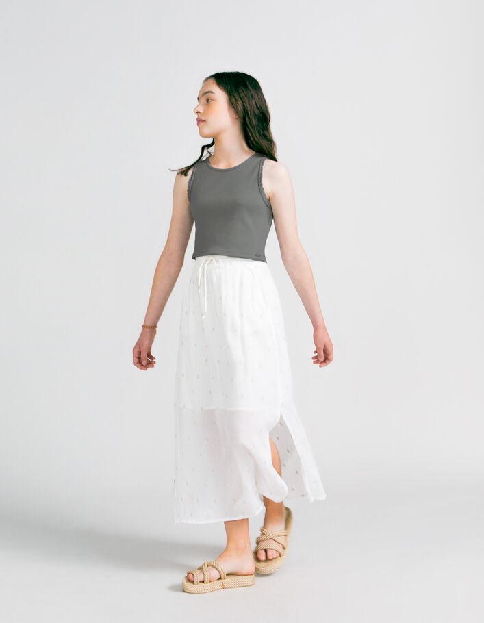 Girls’ off-white long skirt with gold embroidery - IKKS