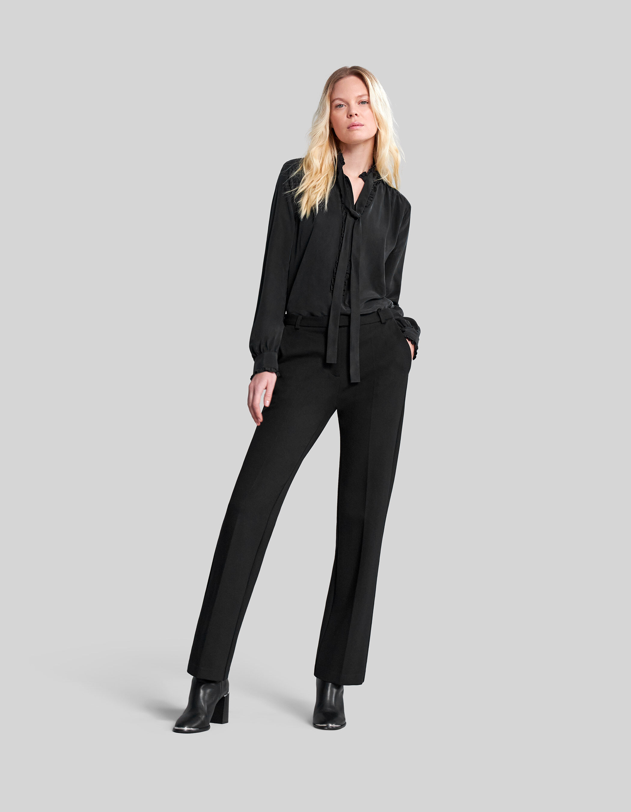 Pantalon traje recto negro punto IKKS