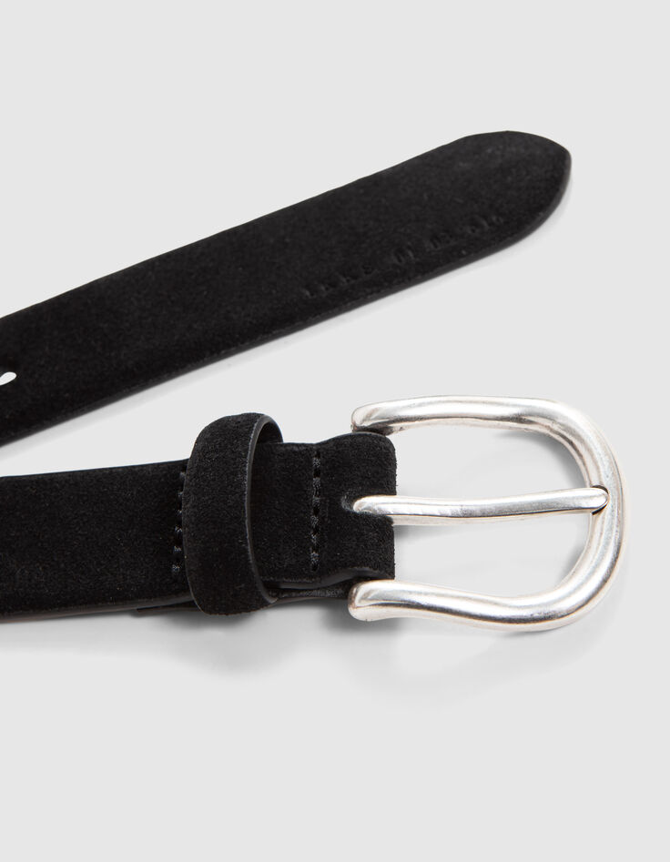 Men’s black suede thin belt-5