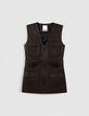 Bruin leren safari-jack met riem voor dames-7