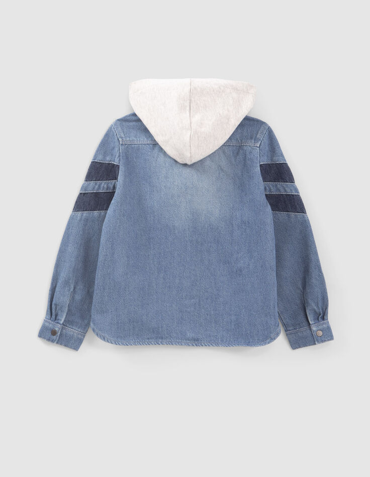 Chemise en jean bleu bio capuche amovible gar&ccedil;on-3