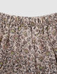 Jupe beige asymétrique imprimé fleurs à volants en viscose ecovero® fille-2
