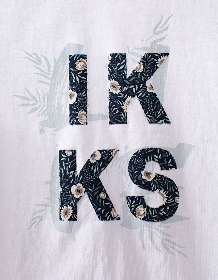 Gebroken wit T-shirt bio gebloemd logo jongens  - IKKS