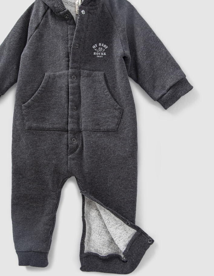 Gechineerd grijze jumpsuit met kap biosweatstof baby’s - IKKS