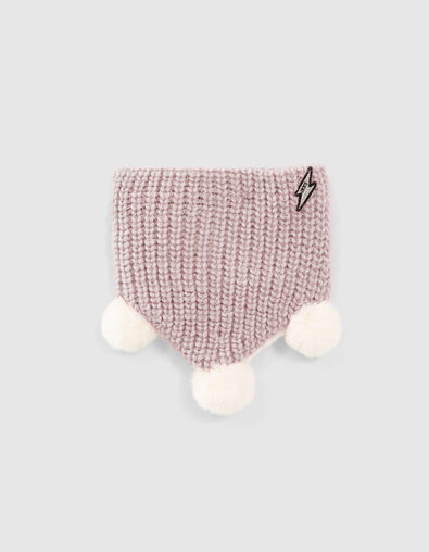 Rosa Stricksnood mit Futter und Bommel für Babymädchen - IKKS