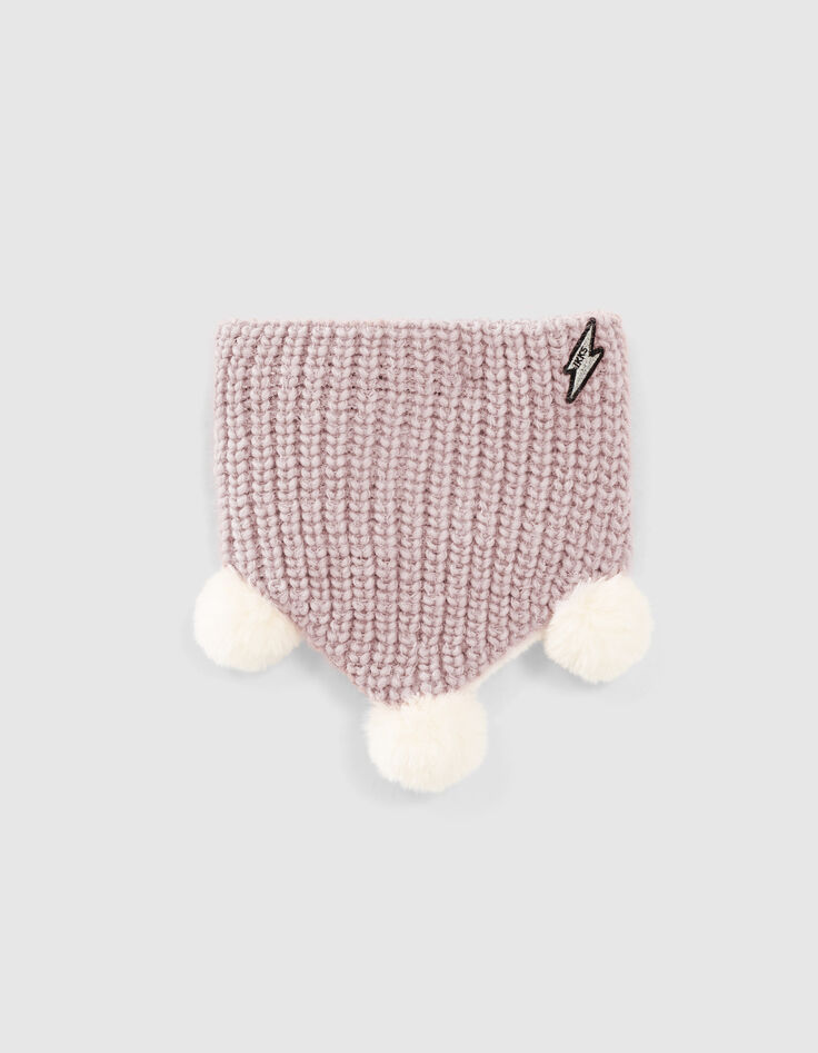 Rosa Stricksnood mit Futter und Bommel für Babymädchen-1 Rosa Stricksnood mit Futter und Bommel für Babymädchen-1