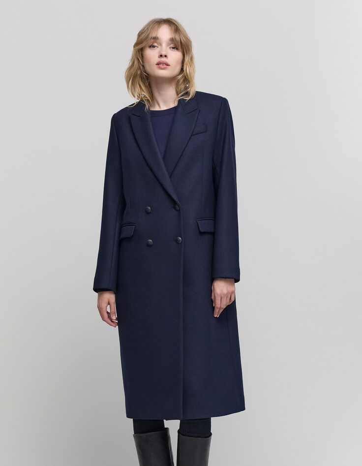 Women's long navy pea coat-4
