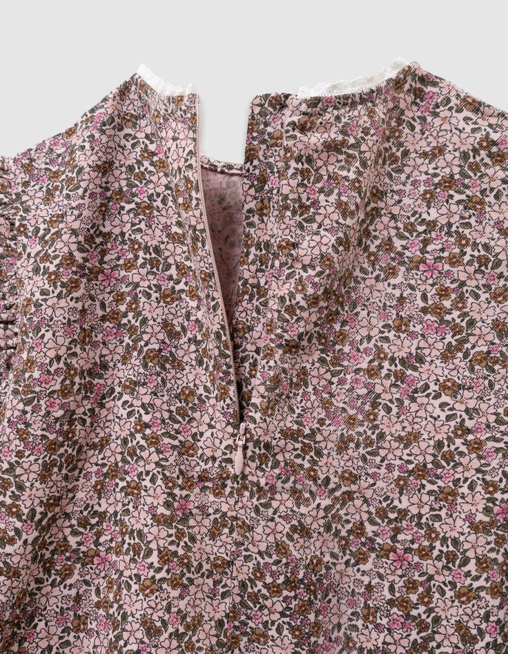 Blouse rose imprimé fleurs d'automne fille-9