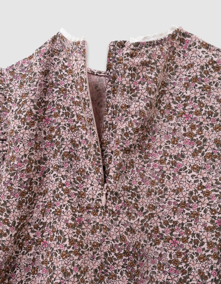 Blouse rose imprimé fleurs d'automne fille-9 Blouse rose imprimé fleurs d'automne fille-9