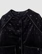 Girls’ black quilted embroidered velvet cardigan-5