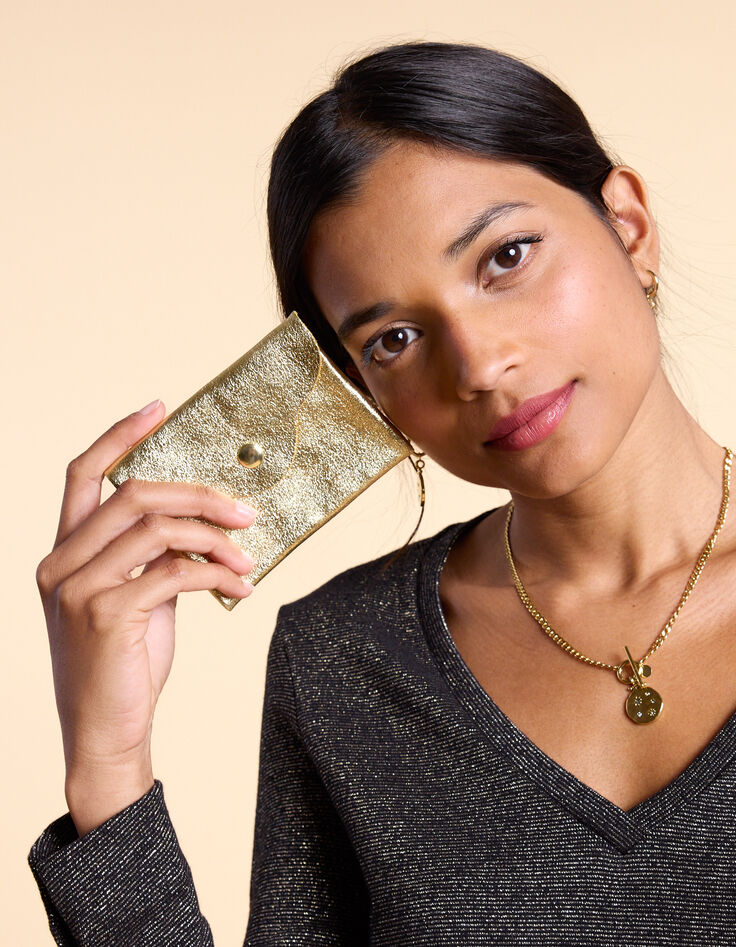 Mini pochette dor&eacute;e cuir iris&eacute; I.Code-4