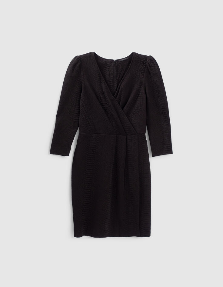 Robe noire jacquard motif python Femme-6