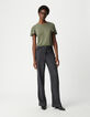 Women's khaki lurex knit tee-1