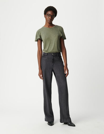 Women's khaki lurex knit tee - IKKS