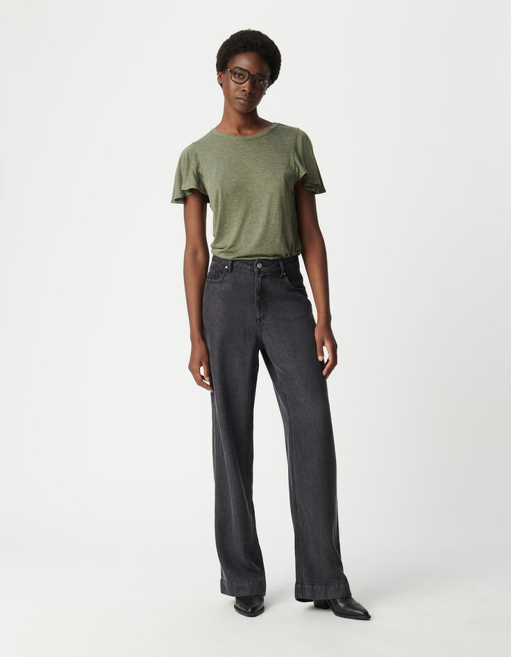 Women's khaki lurex knit tee-1