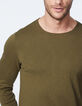 Pull kaki tricot fin slub Homme-4