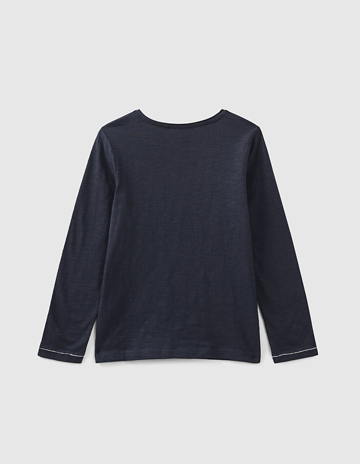 Camiseta navy Essentiels bordado IKKS ni&ntilde;a-2