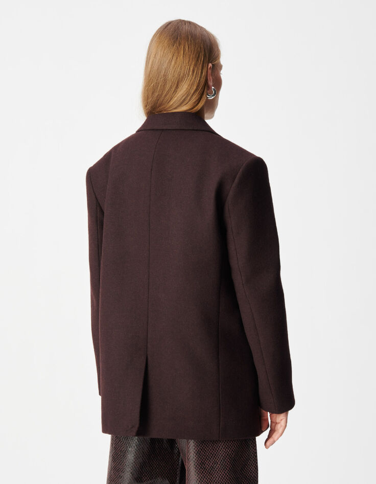 Veste oversize bordeaux boutonnage crois&eacute; Femme-3