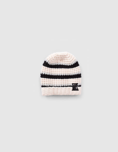 Gorro crudo punto lúrex rayas niña