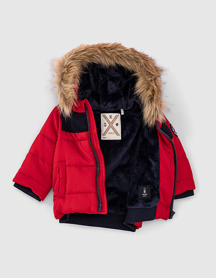 Doudoune rouge moyen à capuche bébé garçon -7