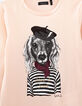 Tee-shirt rose visuel chien-marinière fille-2