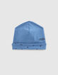 Baby’s blue+rock print organic cotton reversible beanie-1