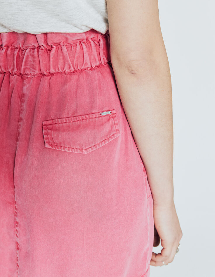 Roze rok in bleached tencel afneembare ceintuur dames-5