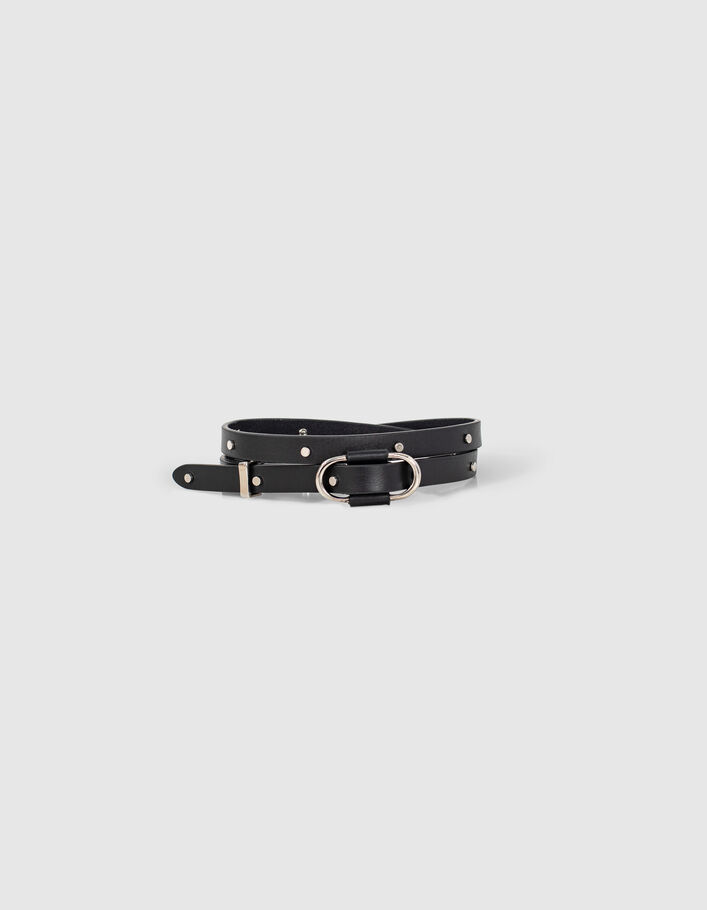 I.Code black studded smooth leather belt - IKKS