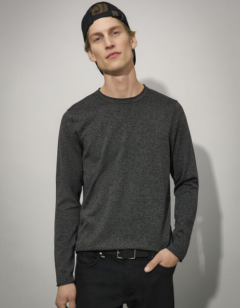 Pull dark choco tricot mouliné Homme