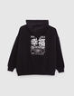 Girls’ black hoodie with white embroidered SMILEYWORLD image-3