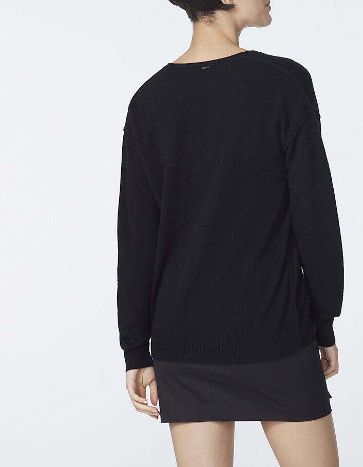 Women’s black chevron pointelle cashmere sweater - IKKS