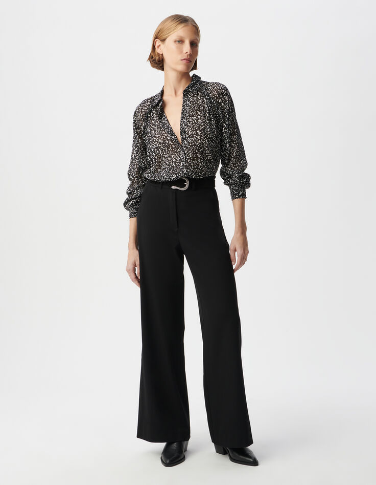 Pantalón recto de traje negro para Mujer-1