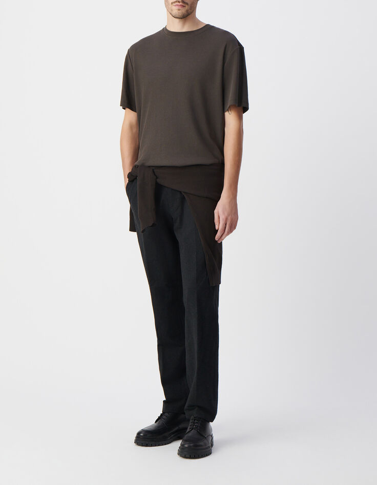 T-shirt kaki coton bio relief filet Homme-1