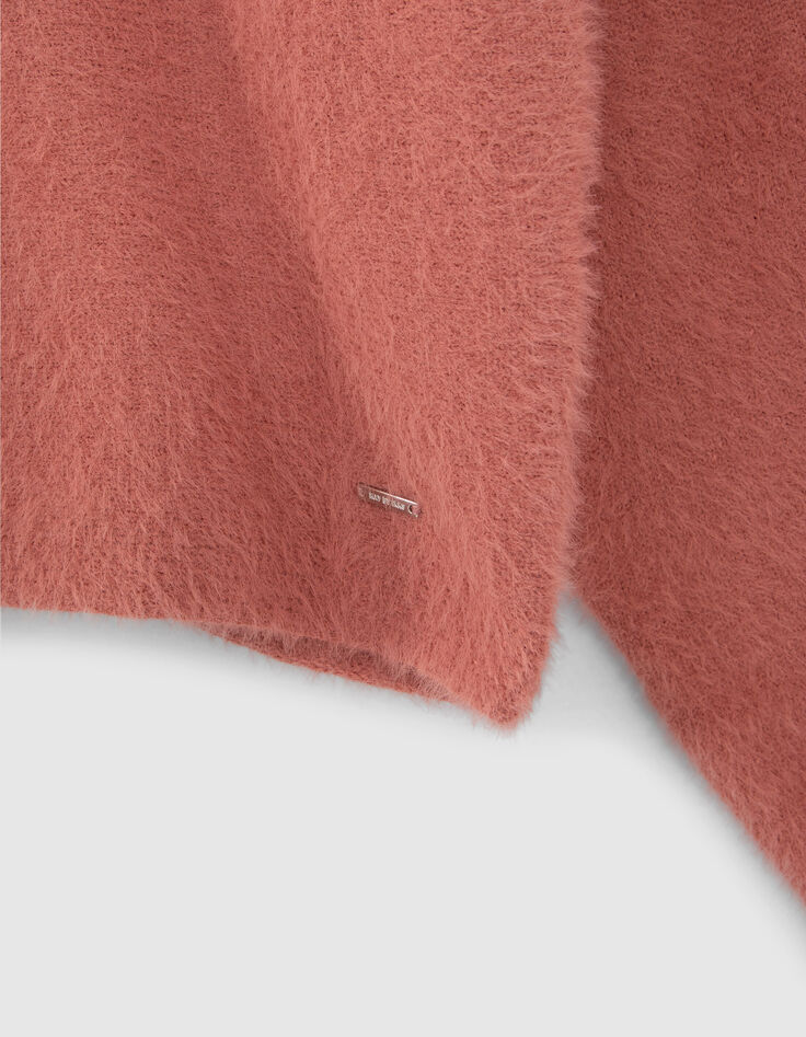 Pull terracotta tricot r&eacute;versible devant dos fille-7