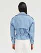 Women’s light blue denim short trench coat-3