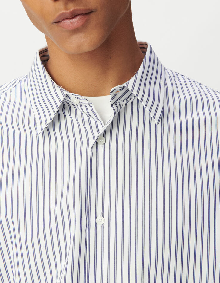 Chemise REGULAR bleu ray&eacute;e 100% coton Homme-5