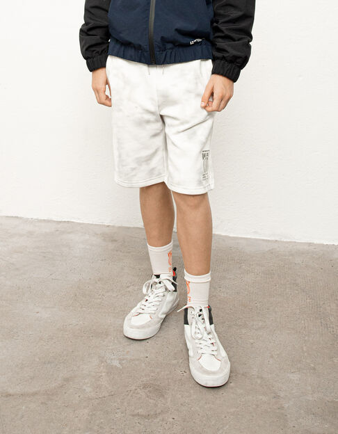 Boys’ light grey tie-dye sweatshirt fabric Bermudas