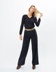 Pull noir en tricot coton et soie avec studs I.Code-5