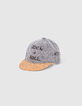Jeanspet bleach grey geborduurd en beige jongens -1