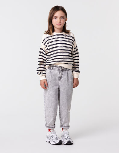 BALLOON jeans grey rhinestone button for girl - IKKS
