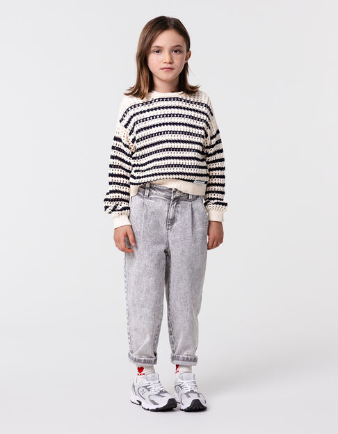 Grijze BALLOON-jeans met strassknoop meisjes - IKKS