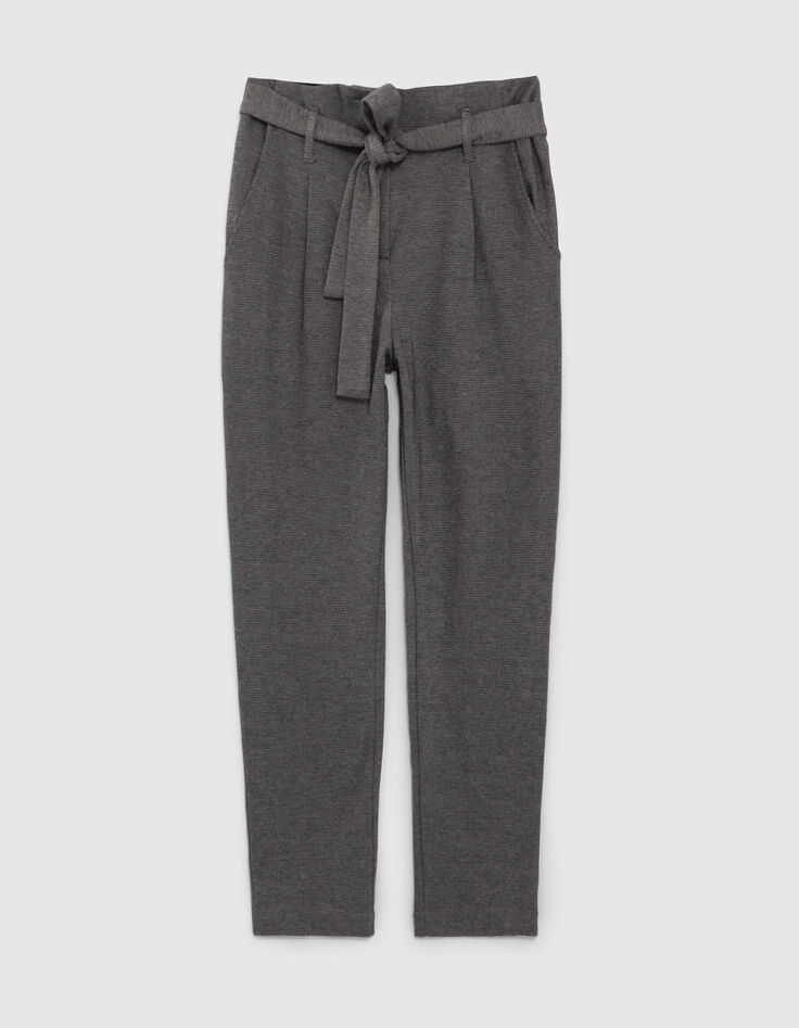 Graue, elegante, knöchellange Damenhose mit hohem Bund-6 Graue, elegante, knöchellange Damenhose mit hohem Bund-6