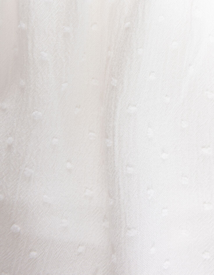 Vestido corto blanco jacquard plumetis niña-7