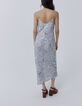 Women’s blue bandana print midi dress with straps-2